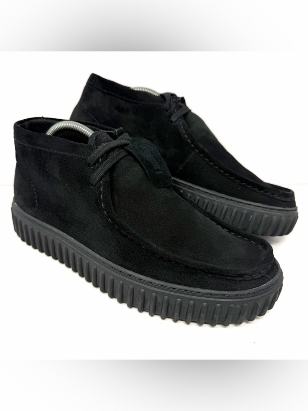 Clarks Men’s Torhill Hi Chukka Boots Sz 8.5 Black Suede Moc Toe Sneaker GUC